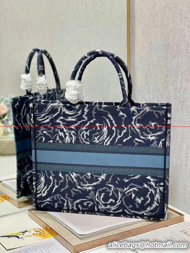 New Style DIOR BOOK TOTE Embroidery C1286-32 blue