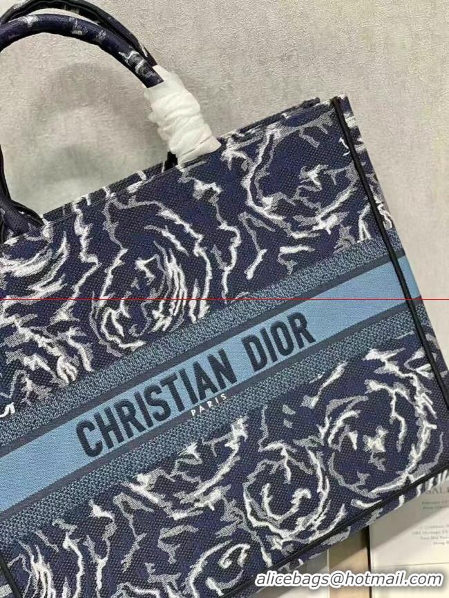 New Style DIOR BOOK TOTE Embroidery C1286-32 blue