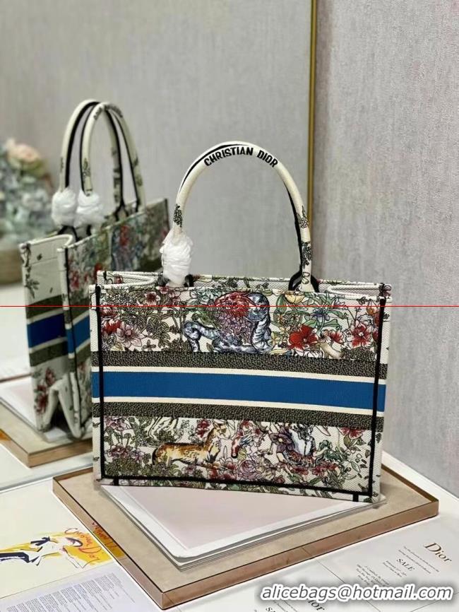 Sophisticated SMALL DIOR BOOK TOTE Embroidery C1287-30 white