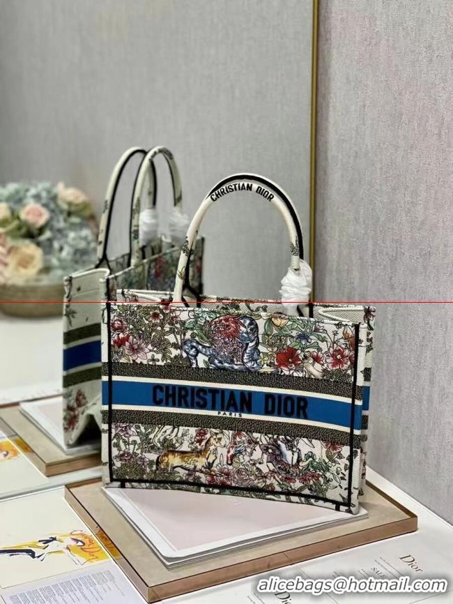 Sophisticated SMALL DIOR BOOK TOTE Embroidery C1287-30 white