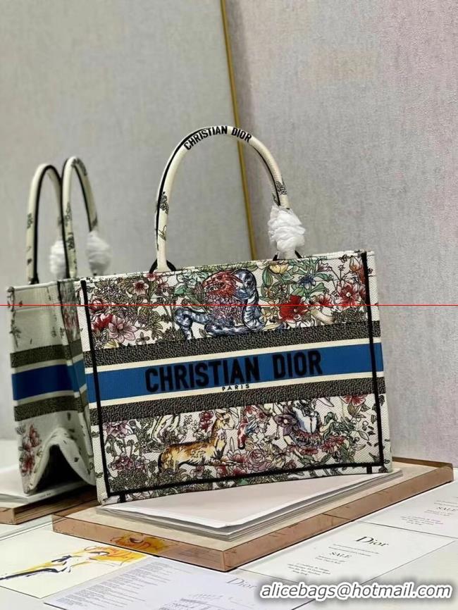 Sophisticated SMALL DIOR BOOK TOTE Embroidery C1287-30 white