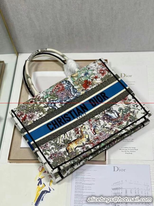 Sophisticated SMALL DIOR BOOK TOTE Embroidery C1287-30 white