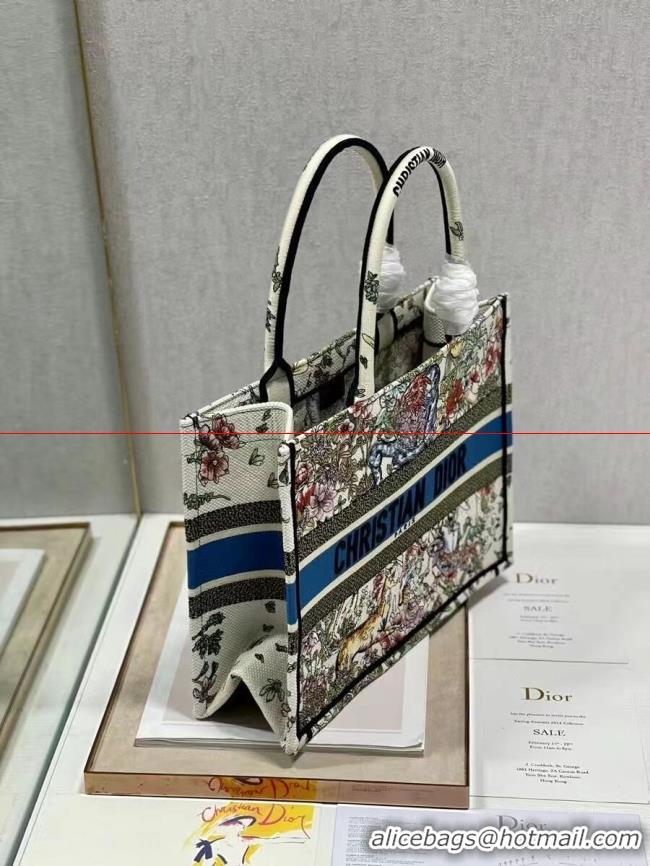 Sophisticated SMALL DIOR BOOK TOTE Embroidery C1287-30 white