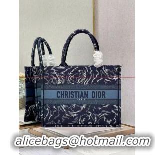 Hot Style SMALL DIOR BOOK TOTE Embroidery C1287-31 blue