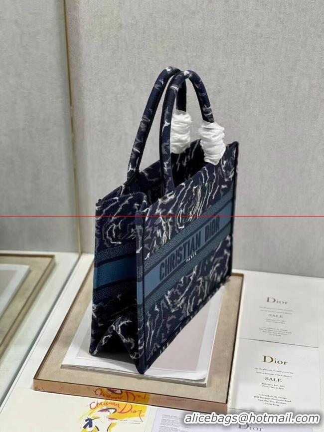 Hot Style SMALL DIOR BOOK TOTE Embroidery C1287-31 blue