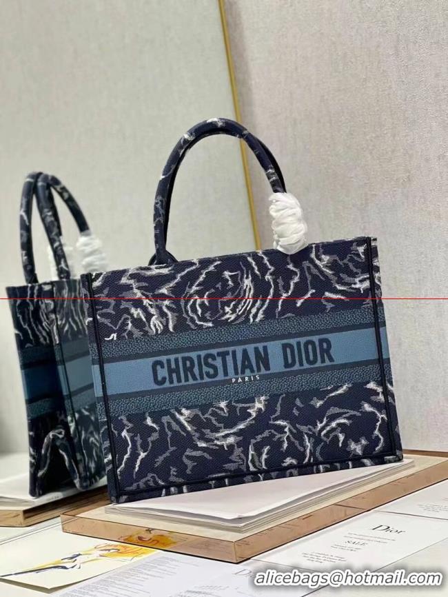 Hot Style SMALL DIOR BOOK TOTE Embroidery C1287-31 blue