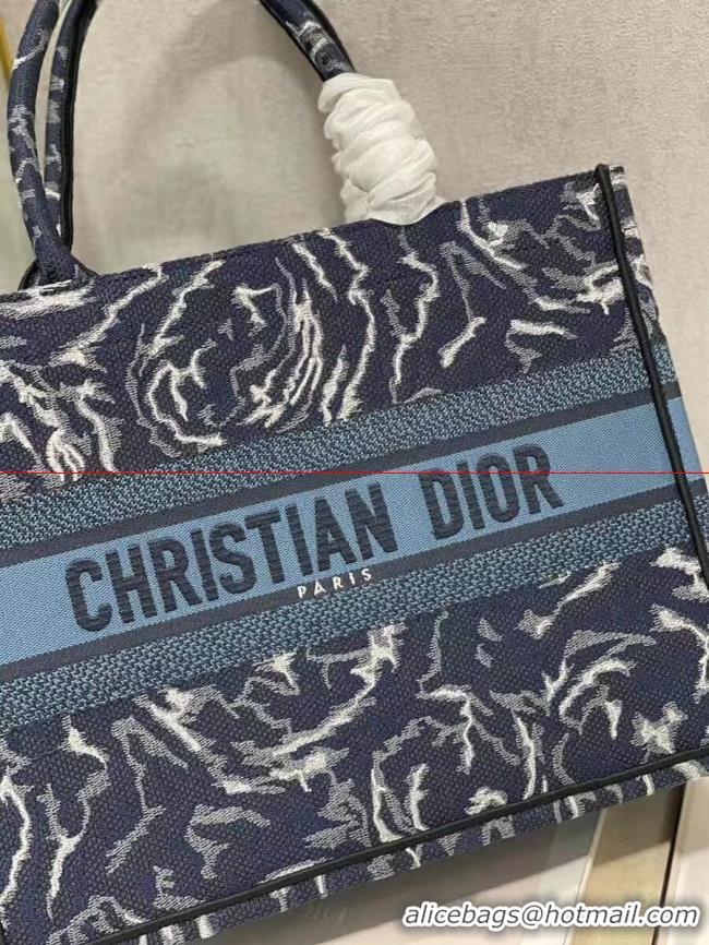 Hot Style SMALL DIOR BOOK TOTE Embroidery C1287-31 blue