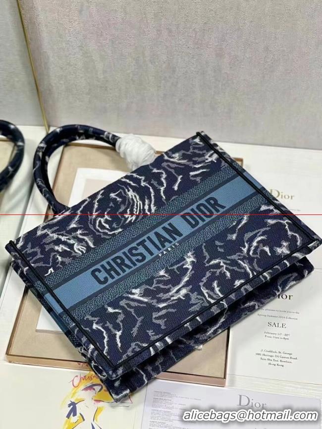 Hot Style SMALL DIOR BOOK TOTE Embroidery C1287-31 blue