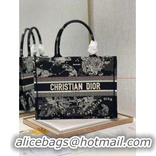 Classic Hot SMALL DIOR BOOK TOTE Embroidery C1287-32 black