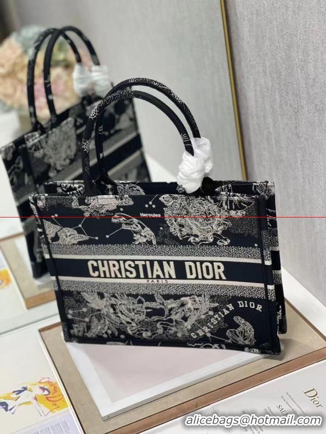 Classic Hot SMALL DIOR BOOK TOTE Embroidery C1287-32 black