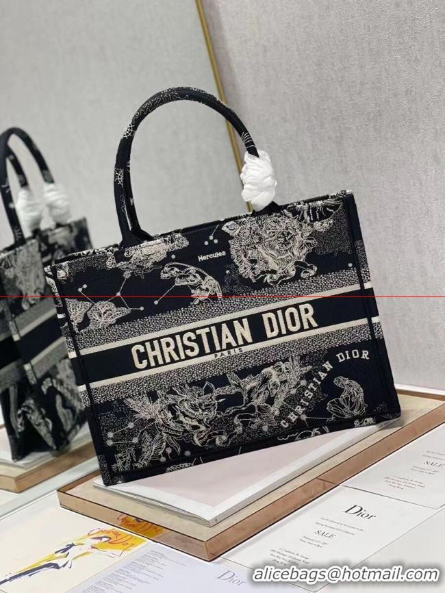 Classic Hot SMALL DIOR BOOK TOTE Embroidery C1287-32 black