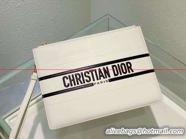 Perfect Dior Calfskin Cluth Bag C9181 white