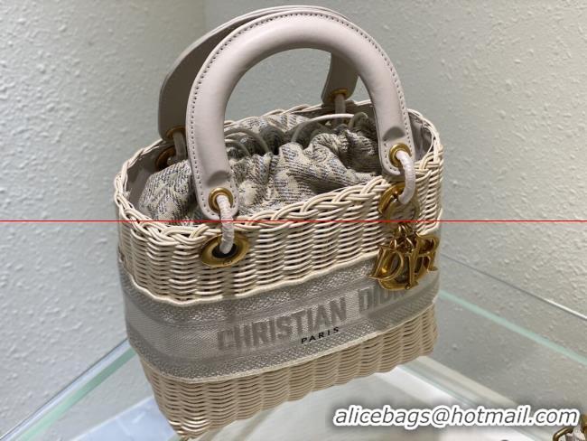 Unique Style Dior MEDIUM LADY weave BAG C9916 gray