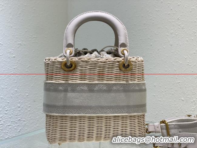 Unique Style Dior MEDIUM LADY weave BAG C9916 gray