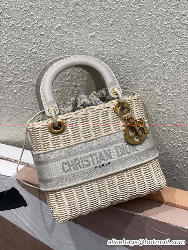 Unique Style Dior MEDIUM LADY weave BAG C9916 gray