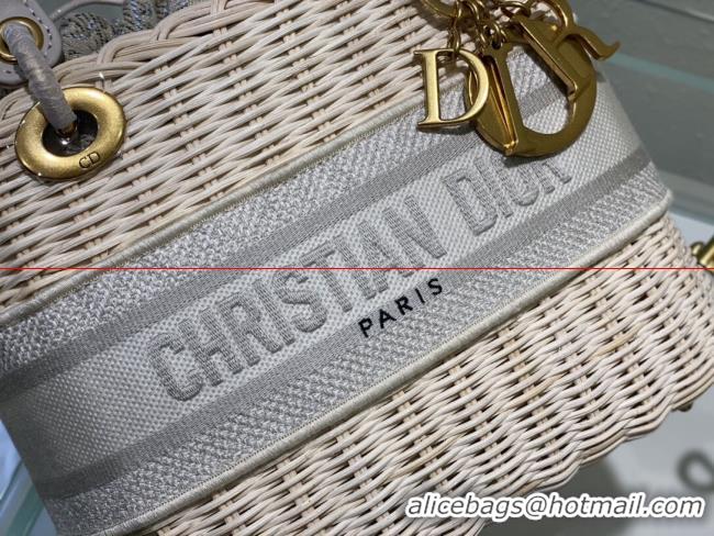 Unique Style Dior MEDIUM LADY weave BAG C9916 gray