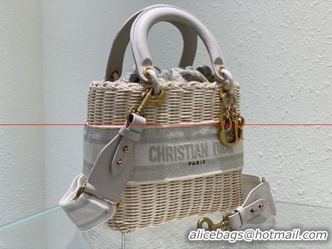 Unique Style Dior MEDIUM LADY weave BAG C9916 gray