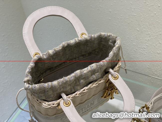 Unique Style Dior MEDIUM LADY weave BAG C9916 gray