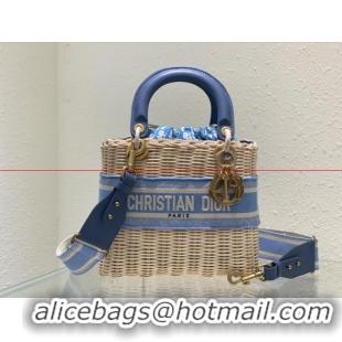 Good Looking Dior MEDIUM LADY weave BAG C9916 blue