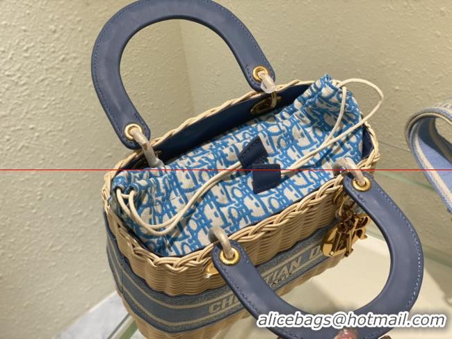 Good Looking Dior MEDIUM LADY weave BAG C9916 blue