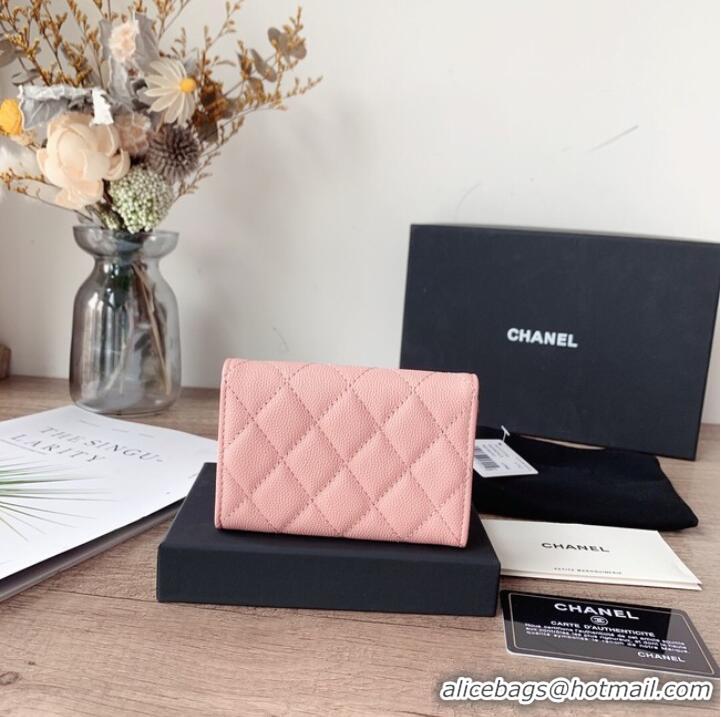 Low Cost Chanel card holder Calfskin AP2735 pink