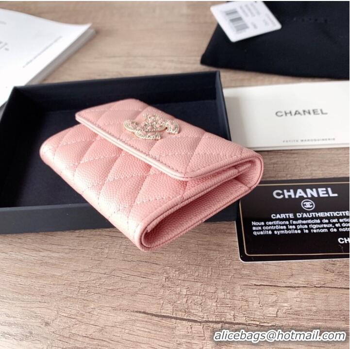 Low Cost Chanel card holder Calfskin AP2735 pink