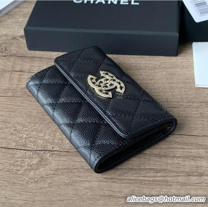 Original Cheap Chanel card holder Calfskin AP2735 black