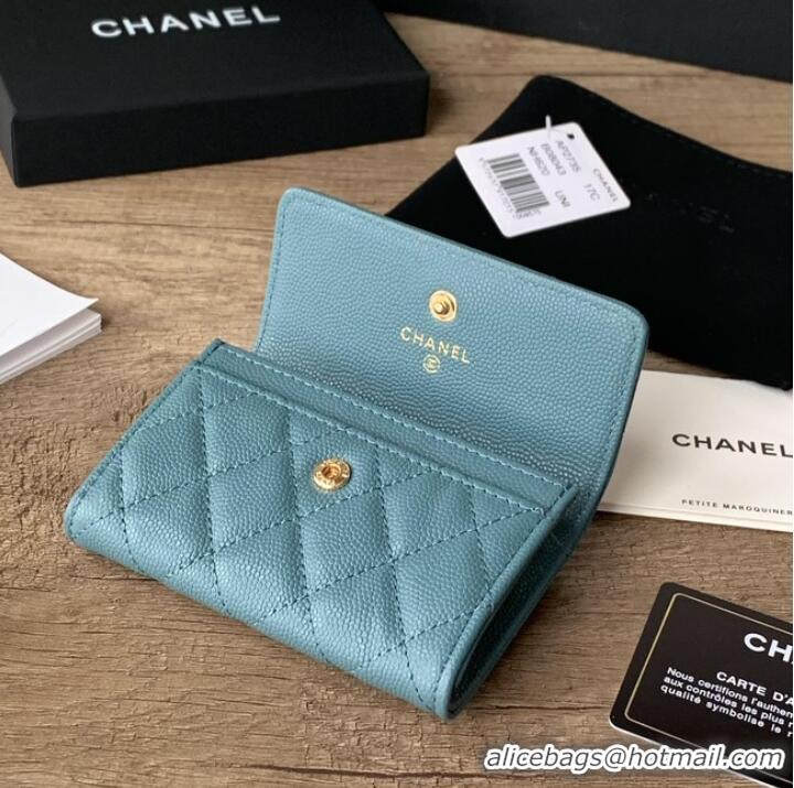 Well Crafted Chanel card holder Calfskin AP2735 blue