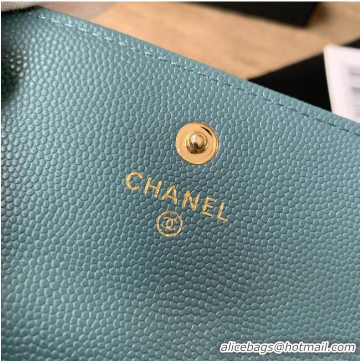 Well Crafted Chanel card holder Calfskin AP2735 blue