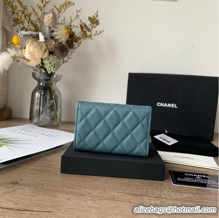 Well Crafted Chanel card holder Calfskin AP2735 blue