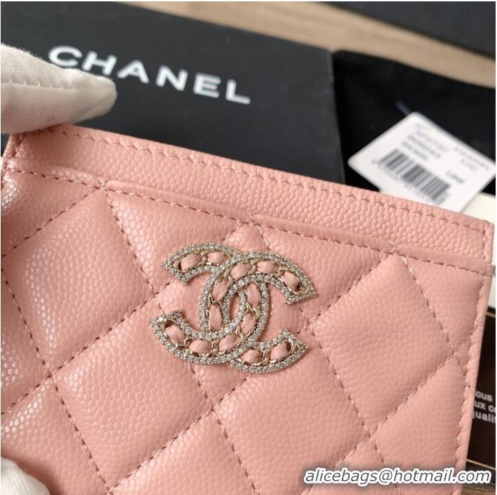 Good Quality Chanel card holder Calfskin AP2737 pink