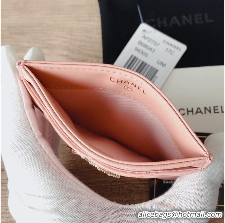 Good Quality Chanel card holder Calfskin AP2737 pink