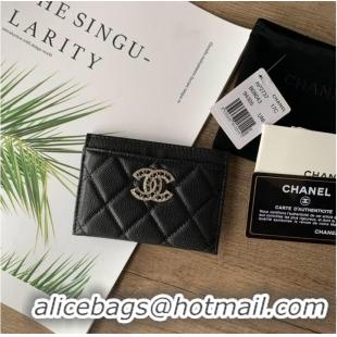 Top Quality Chanel card holder Calfskin AP2737 black