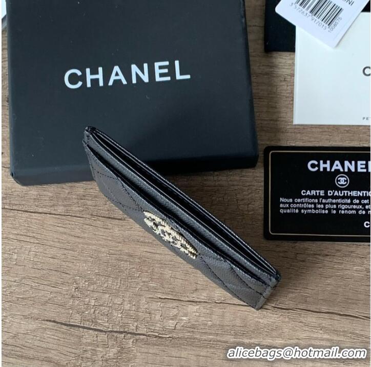 Top Quality Chanel card holder Calfskin AP2737 black