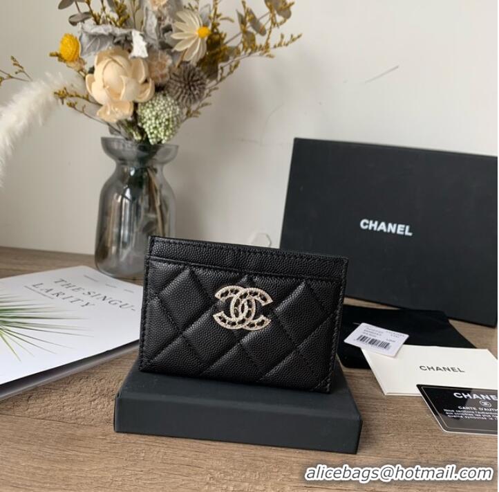 Top Quality Chanel card holder Calfskin AP2737 black