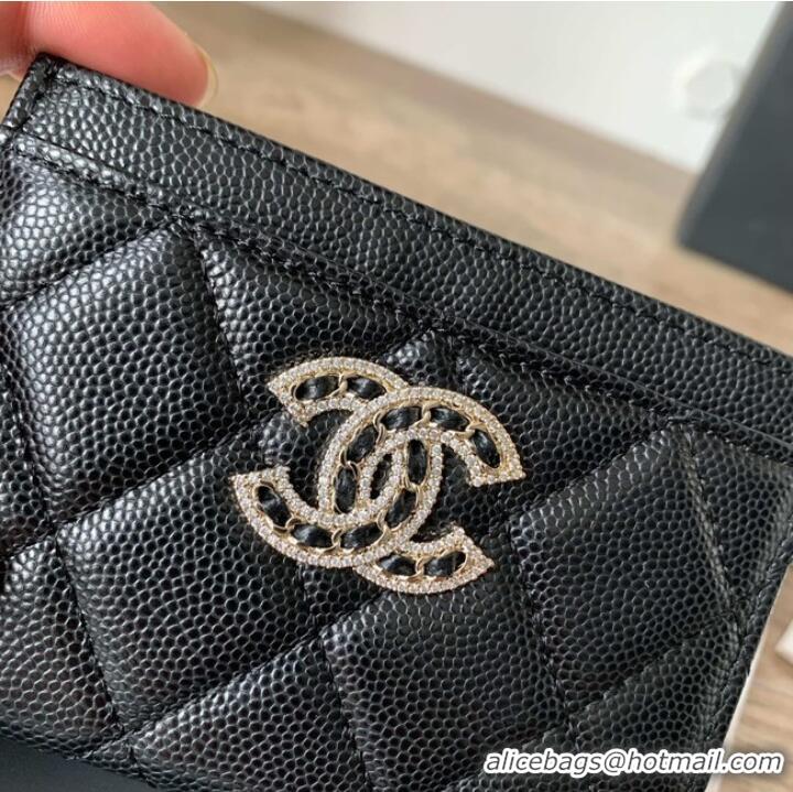 Top Quality Chanel card holder Calfskin AP2737 black