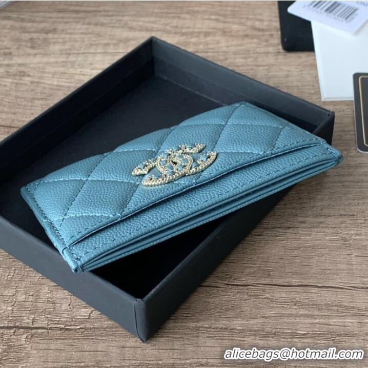 Luxury Classic Chanel card holder Calfskin AP2737 blue