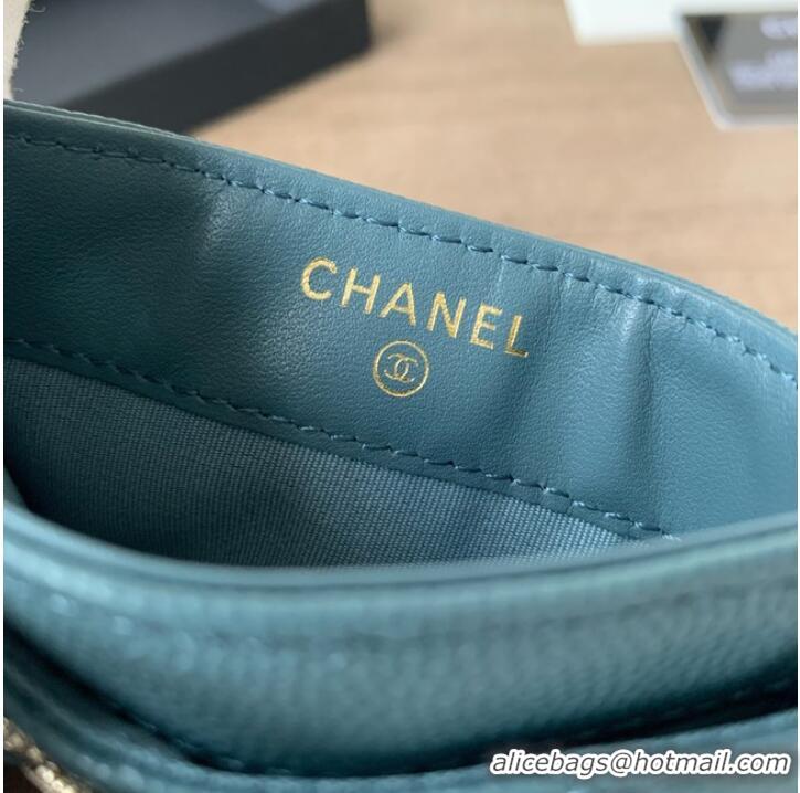 Luxury Classic Chanel card holder Calfskin AP2737 blue