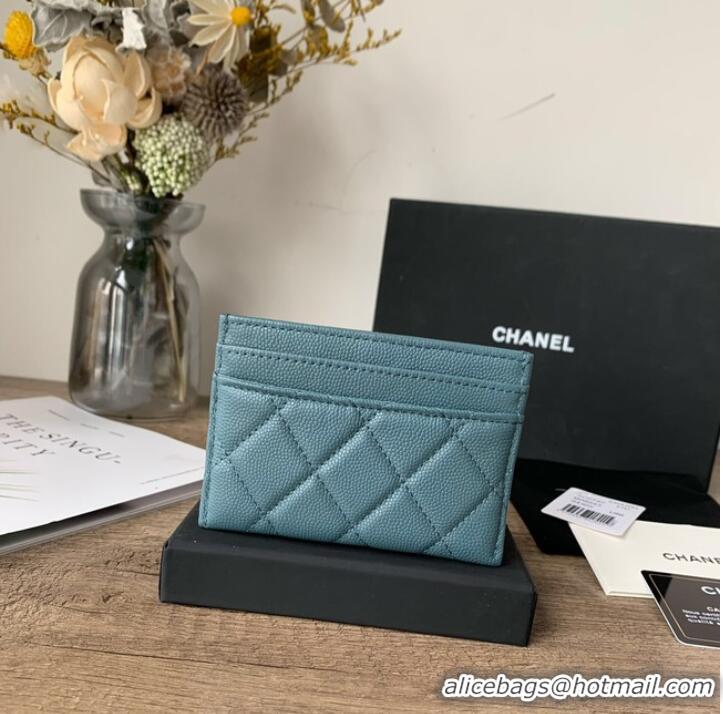 Luxury Classic Chanel card holder Calfskin AP2737 blue