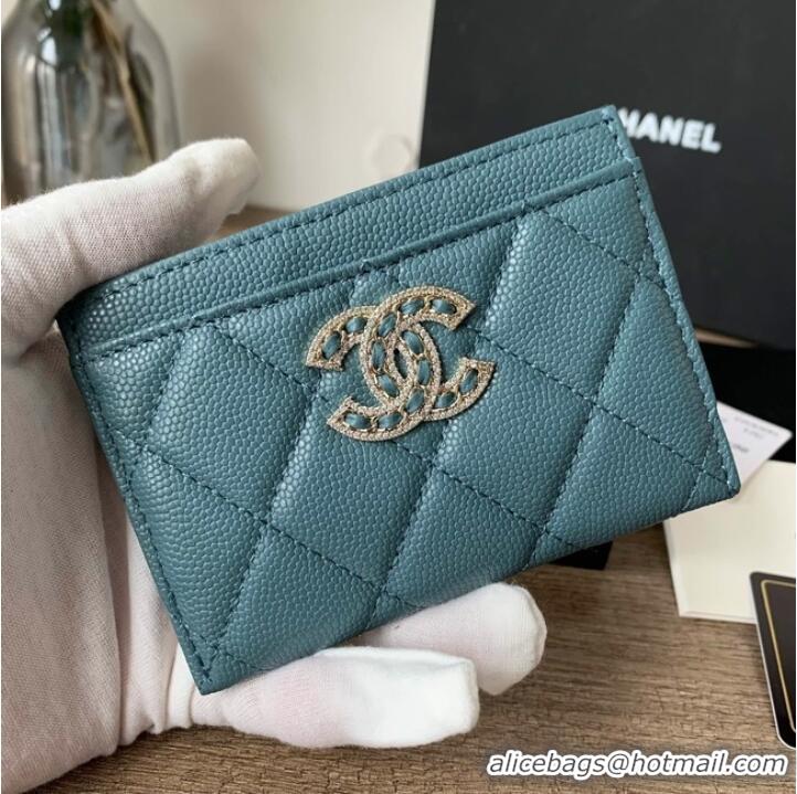 Luxury Classic Chanel card holder Calfskin AP2737 blue