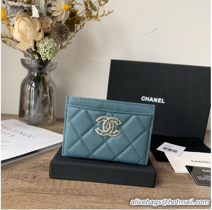 Luxury Classic Chanel card holder Calfskin AP2737 blue