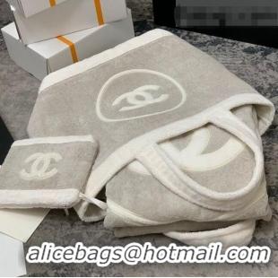 Famous Brand Chanel Cotton Beachwear Set AA7564 Beige/White