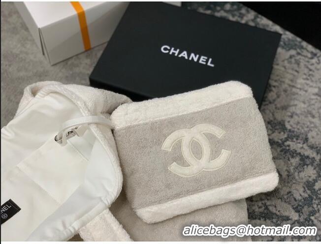 Famous Brand Chanel Cotton Beachwear Set AA7564 Beige/White