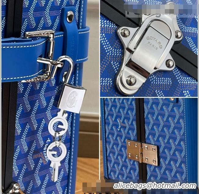 Luxurious Goyard Bourget PM Trolley Case Wheeled Luggage 20inches GY1647 Sky Blue