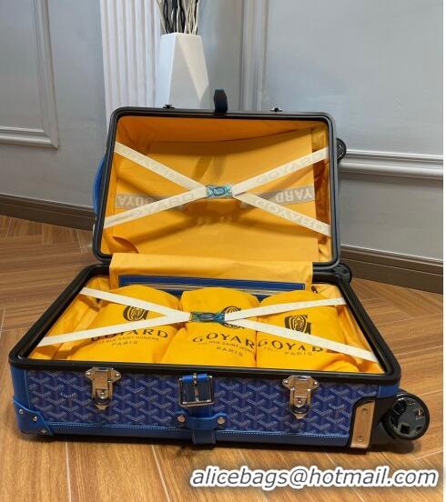 Luxurious Goyard Bourget PM Trolley Case Wheeled Luggage 20inches GY1647 Sky Blue