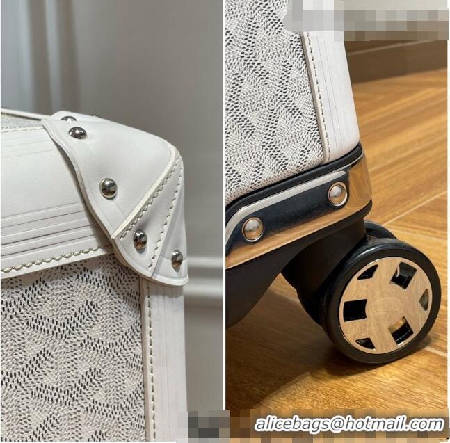 Promotional Goyard Bourget PM Trolley Case Wheeled Luggage 20inches GY1647 White