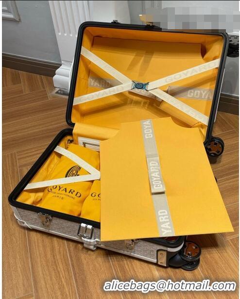 Promotional Goyard Bourget PM Trolley Case Wheeled Luggage 20inches GY1647 White