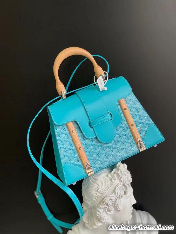 New Grade Goyard Original Saigon Tote Bag With Strap PM 8942 Turquoise Blue