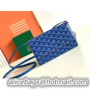 Grade Discount Goyard Varenne Continental Wallet with Strap G20087 Blue