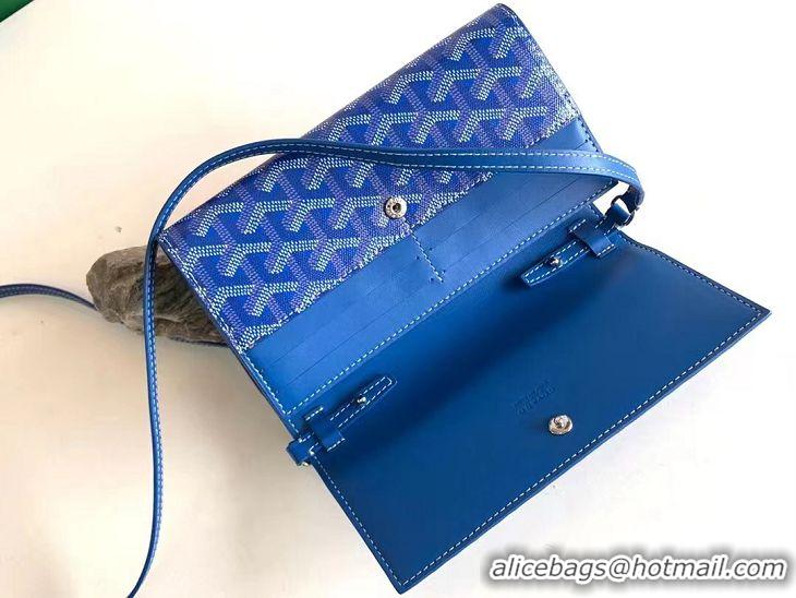 Grade Discount Goyard Varenne Continental Wallet with Strap G20087 Blue